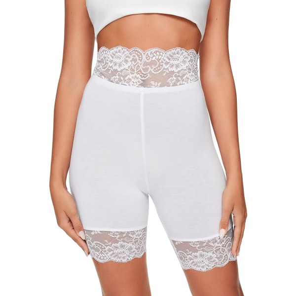 HAUFR Kvindernes Slip Undershorts Stretch Mid Lår Leggings Biker Shorts Hvid v White X-Small