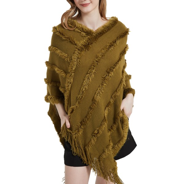 Mub- Höst/Vinter V-ringning enfärgad stickad plysch sjal 05# Army Green