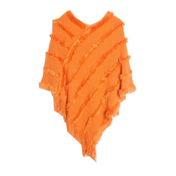 Mub- Höst/Vinter V-ringning enfärgad stickad plysch sjal 03 orange