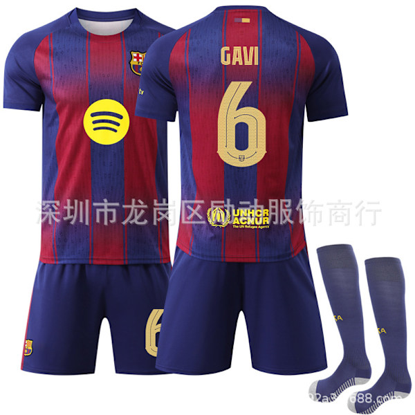 Jud- 2526 Barcelona hemma Champions League version fotbollströja set 6 GAVI #20