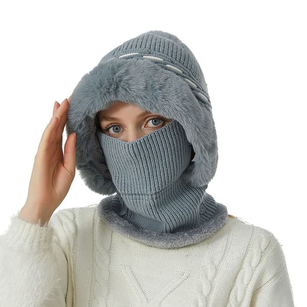 Stickad mössa Face Cover Halsmössor GRÅ grey