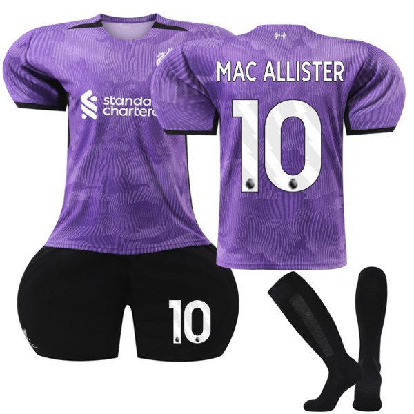 2023-2024 Liverpool Away Kids Fotbollströja Kit nr 10 Mac Allister J 18