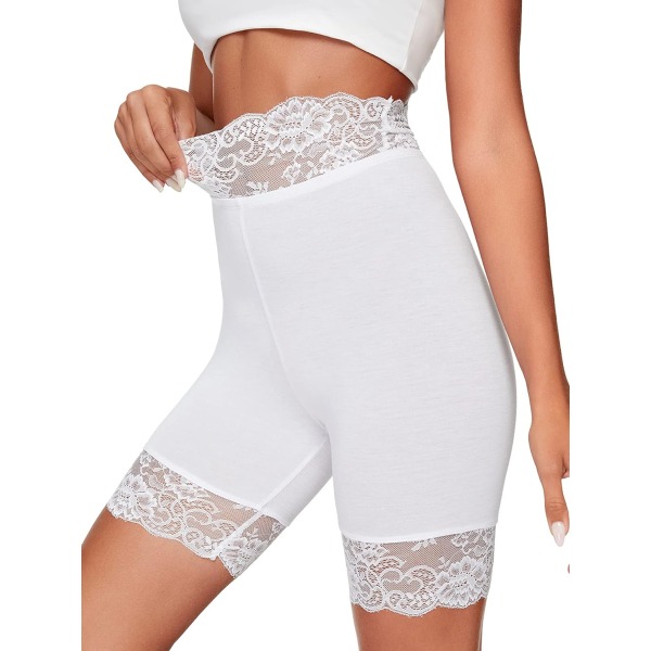 HAUFR Kvindernes Slip Undershorts Stretch Mid Lår Leggings Biker Shorts Hvid v White Small