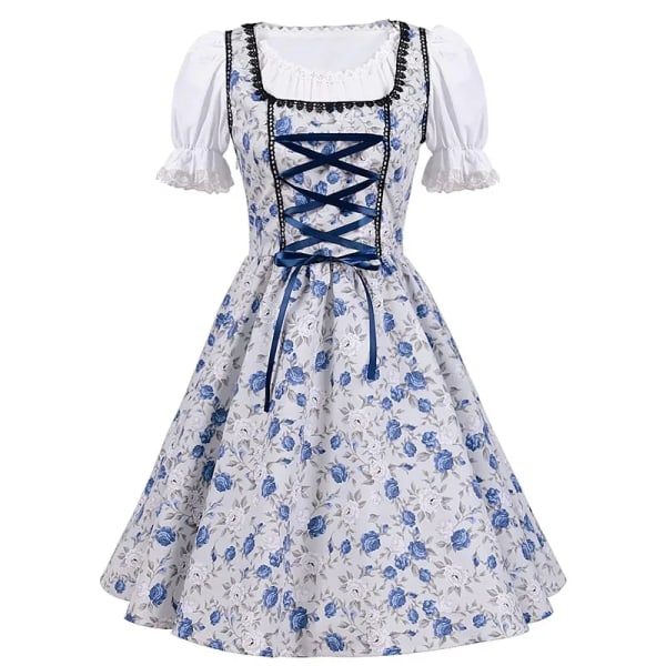 Mub- New Oktoberfest Costume Party Dress Cosplay Maid Dress V-neck Beer Dress Costume for The Holiday Party Dance Show Blue Blue XL