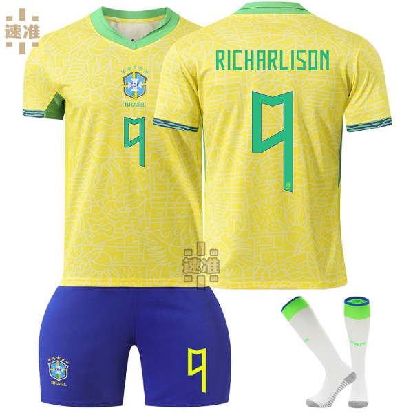 Gos- 2425 Brasilien Tröja Vuxen Barn Set Fotbollströja 9 RICHARLISON S