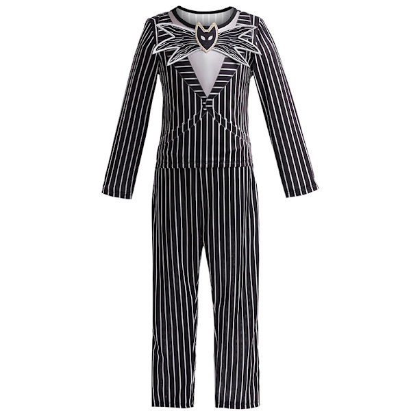 Jud- Mareridt Skelet Jack Cosplay Stribet Todelt Halloween Cos Kostume 100cm