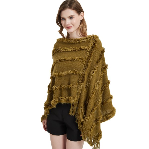 Mub- Vår, höst och vinter V-ringning enfärgad stickad plysch sjal 07# Khaki