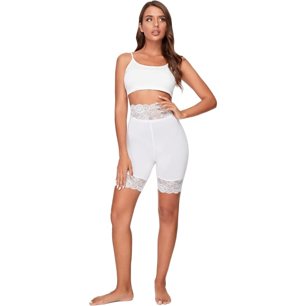 HAUFR Kvindernes Slip Undershorts Stretch Mid Lår Leggings Biker Shorts Hvid v White X-Large