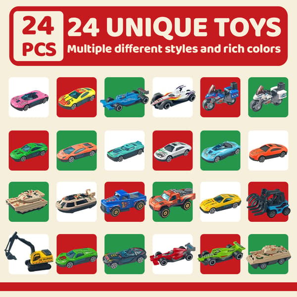 Jud- Jul adventskalender blind box 24 dagar legering bil modell leksaker för barn presenter