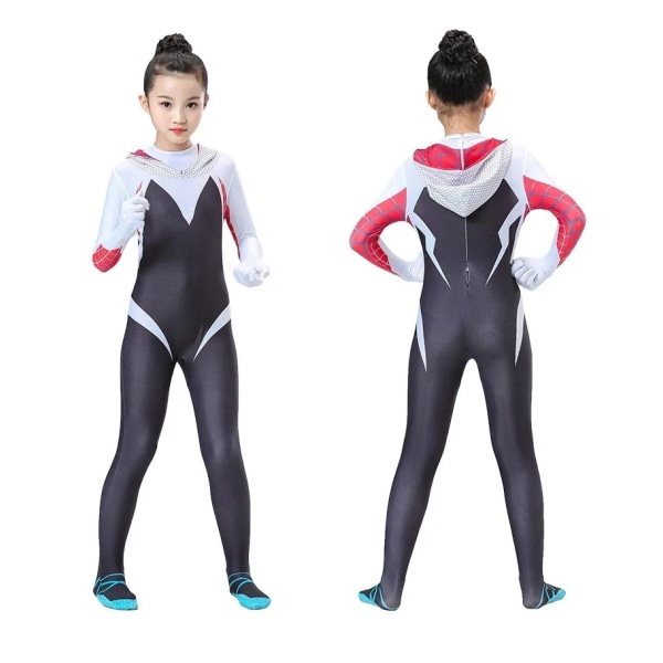 Mub- Halloween party game play costume Parallel Universe 2 Spider-Man Gwen adult children jumpsuit film and television costume Children's Gwen Children's Gwen 3 XL