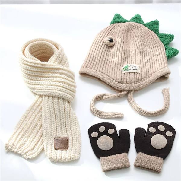 Mub- 2021 Custom High Quality 3 Pcs Sets Fur Scarves Kids Winter Hats And Gloves And Scarfs 5