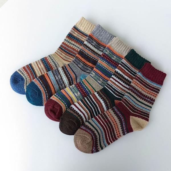 Mub- Høst Vinter Herre Vintage Medium Bomullsstrømper Fortykkede Strømper Ullstrømper Vinterstrømper Stripe