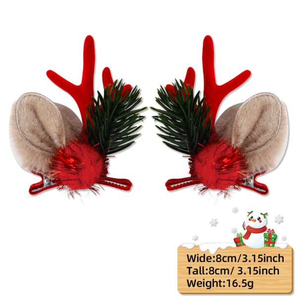 Mub- Christmas Deer Horn Hairpin Party Decoration Christmas Gifts Duckbills Butterflies Bells Pai Red antler elk ears