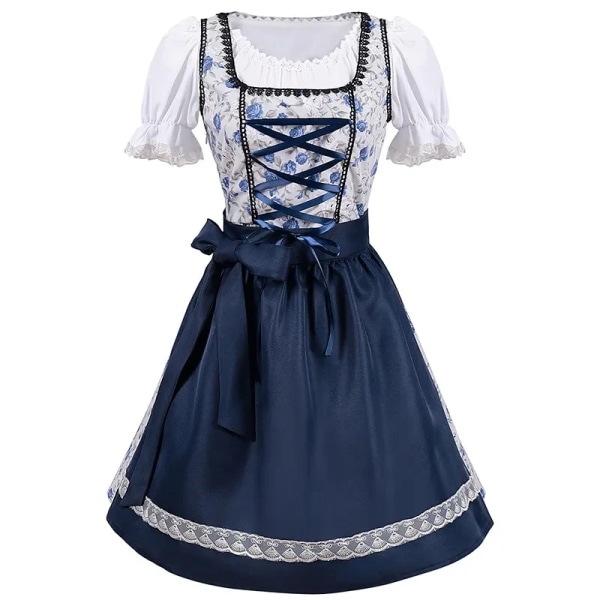 Mub- Uusi Oktoberfestin asukokonaisuus Cosplay-palvelijattaren mekko V-aukkoinen olutmekkoasu lomatanssitapahtumaan Sininen Blue L