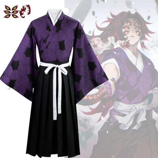 Mub- Demon Slayer Kimetsu no Yaiba Kokushibo/Tsugikuni Michikatsu Anime Kimono Cosplay Costume 2 XL