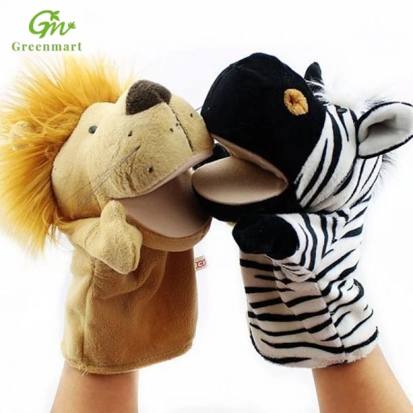 Mub- Greenmart Wholesale Spot Plush Toy Hand Puppet Cute Cartoon Animal Doll Mouth Can Move Tiger Manufacturer Army Green Army Green 25cm