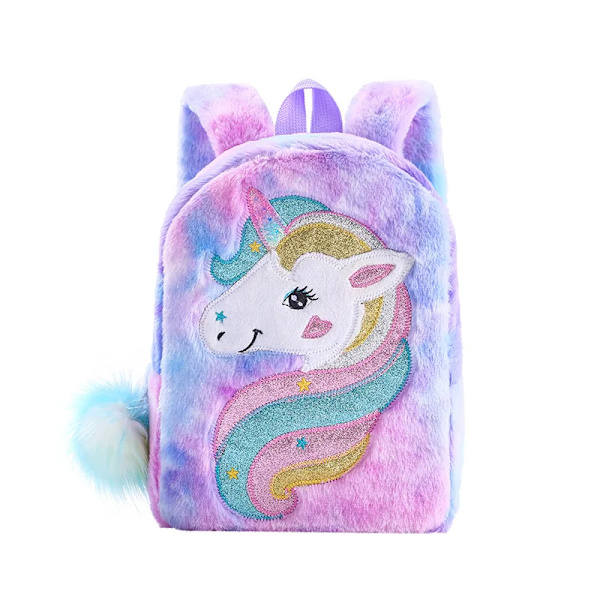 Mub- Tegneserie Enhjørning Plysj Skoleveske Dyr Plysj Ryggsekk for Jenter Barn Regnbue Bag Enhjørning Ryggsekk Enhjørning Barnehage Bag Tilpasset Customized Customized