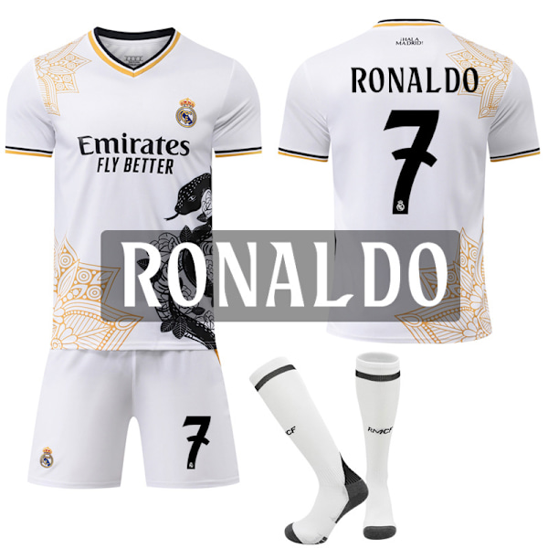 Jud- 2526 Real Madrid Hvid Orm Special Commemorative Edition Fodboldtrøje Sæt 7 RONALDO #S