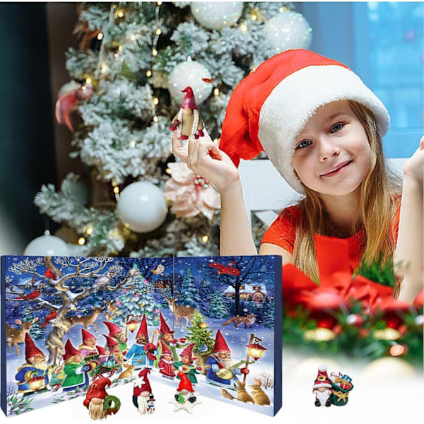Xbi - Jul 2024 Nisse Adventskalender, 24 dage med Nisse Dekoration Adventskalender