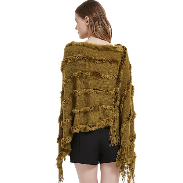 Mub- Höst/Vinter V-ringning enfärgad stickad plysch sjal 07# Khaki