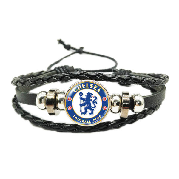 Jud- Fotbollsfans Tid Juvel Väv Justerbar Läder Rep Armband Chelsea