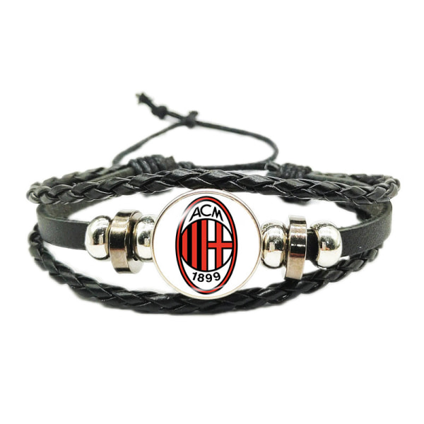 Jud- Fotballfans Tid Juvel Vev Justerbar Lær Rep Armbånd Ac Milan