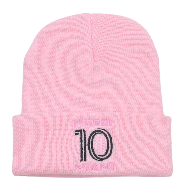 Mub- Miami Messi Mössa AW 10 Broderad Stickad Mössa Fläkt Varm Kall Keps No. 10 - Pink