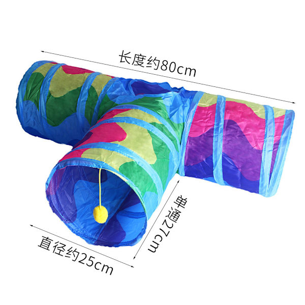 Mub- Pet Cat Tunnel Cat Rainbow Tre Kanal Interaktiv Katt Leksak Borr Hink Hopfällbara Kattleksaker B18219_ wave tee