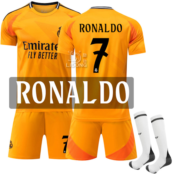 Jud- 2425 Real Madrid Borte Fotballtrøye Sett Orange 7 RONALDO #18