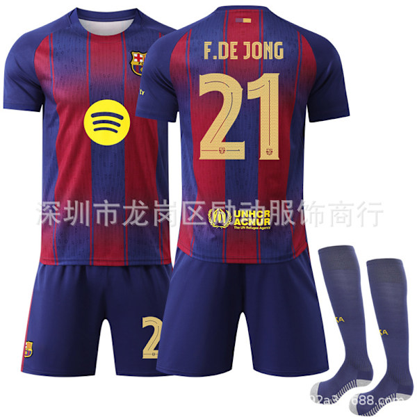 Jud- 2526 Barcelona hemma Champions League version fotbollströja set 21 F.DE JONG #XS