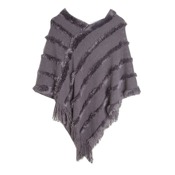 Mub- Höst/Vinter V-ringning enfärgad stickad plysch sjal 08# Gray
