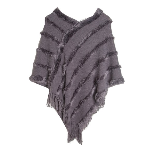 Mub- Vår, höst och vinter V-ringning enfärgad stickad plysch sjal 08# Gray