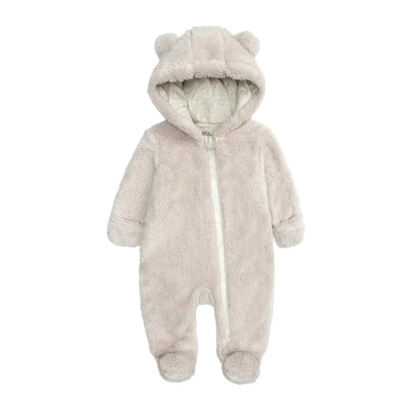 Mub- Winter Warm Newborn Baby Bodysuit Thicken Flannel Outside Kids One Piece Plush Baby Romper Grey Grey 9-12m