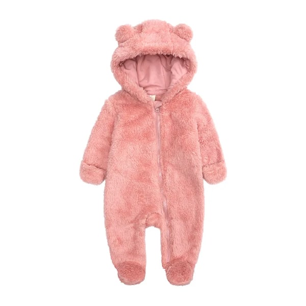 Mub- Winter Warm Newborn Baby Bodysuit Thicken Flannel Outside Kids One Piece Plush Baby Romper Pink Pink 3-6m