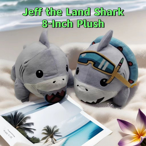 Jud- Jeff The Land Shark Plus plyslegetøj haj figur plys dukke vedhæng 2 stk