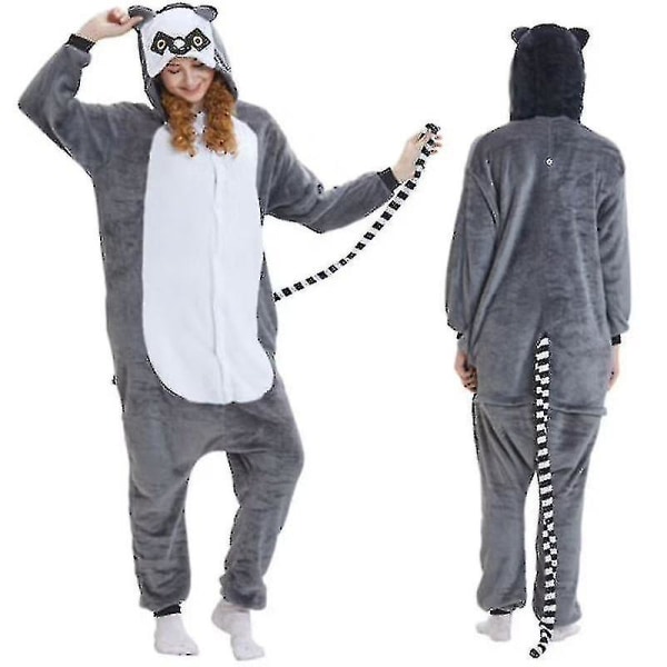 Unisex Aikuisen Kigurumi Eläinhahmoasu Onesie Pyjama Yksivärinen S S Lemur