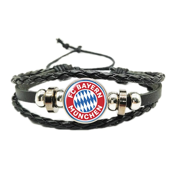 Jud- Jalkapallofanien Aika Jalokivi Kudottu Säädettävä Nahkainen Rannekoru Bayern München