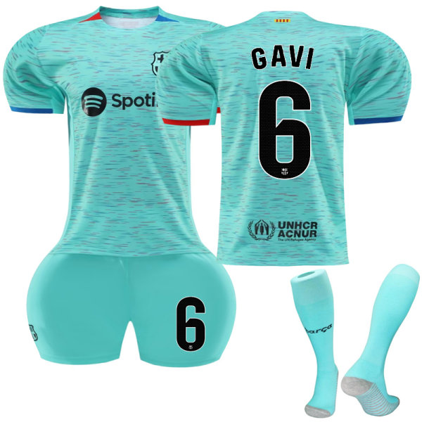 2023-2024 Barcelona Borta barnfotbollströja nr 6 Gavi J 16
