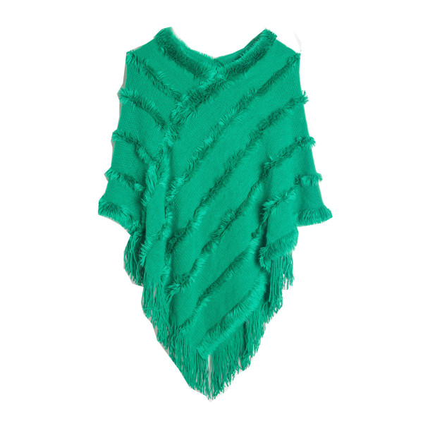 Mub- Höst/Vinter V-ringning enfärgad stickad plysch sjal 06# Green