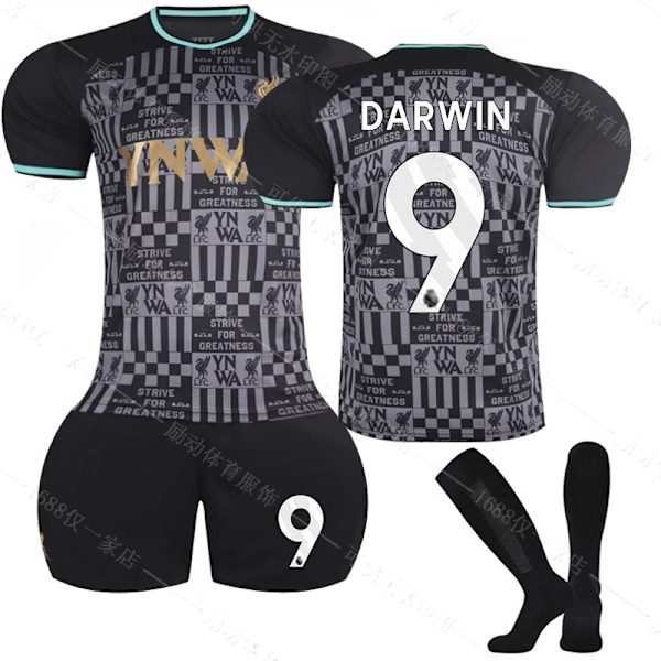 Jud- 2024 Liverpool co-branded svart fotbollströja 9 DARWIN #XS