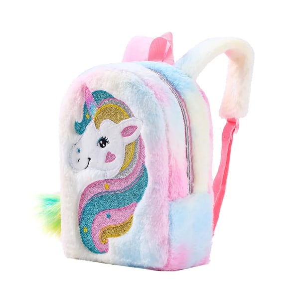 Mub- Tegneserie Enhjørning Plysj Skoleveske Dyr Plysj Ryggsekk for Jenter Barn Regnbue Bag Enhjørning Ryggsekk Enhjørning Barnehage Bag Tilpasset Customized Customized