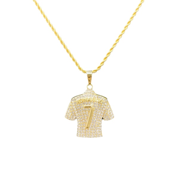 Jud- Fotbollsfan tröja gold 7 Ronaldo hängsmycke halsband