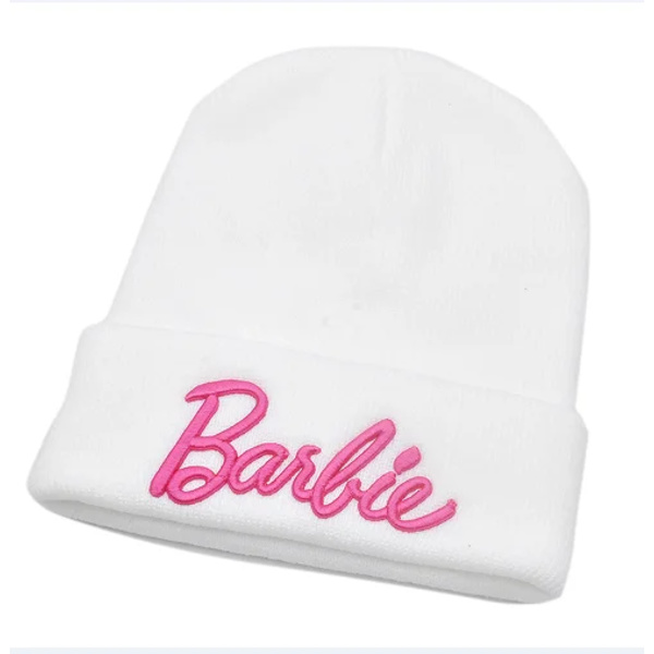 Mub - Barbies Pink Strikkede Hue Beanies Ins Koreansk Version Af Europæisk Og Amerikansk Stil Sød Broderi Hat 4