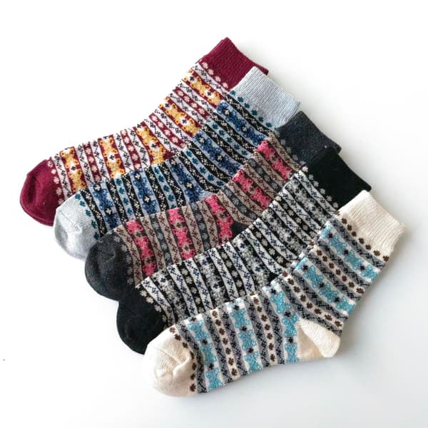 Mub- Höst Vinter Herr Vintage Medium Bomullsstrumpor Förtjockade strumpor Ullstrumpor Vinterstrumpor Four-leaf flowers