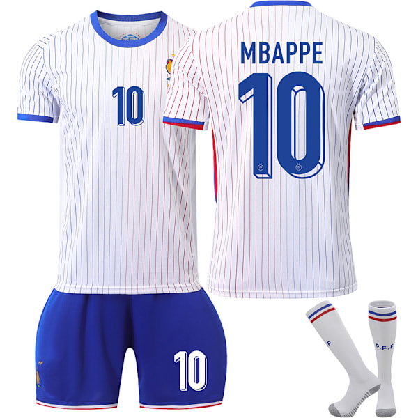 2024 UEFA EM 2024 Frankrig Hjemme Ude Fodboldtrøje Sæt Nr.10 Mbappé away F away XL