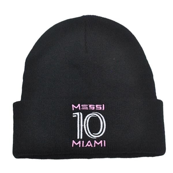 Mub- Miami Messi Mössa AW 10 Kirjailtu Neulepipo Tuuletin Lämmin Kylmä Lippis No. 10 - Black