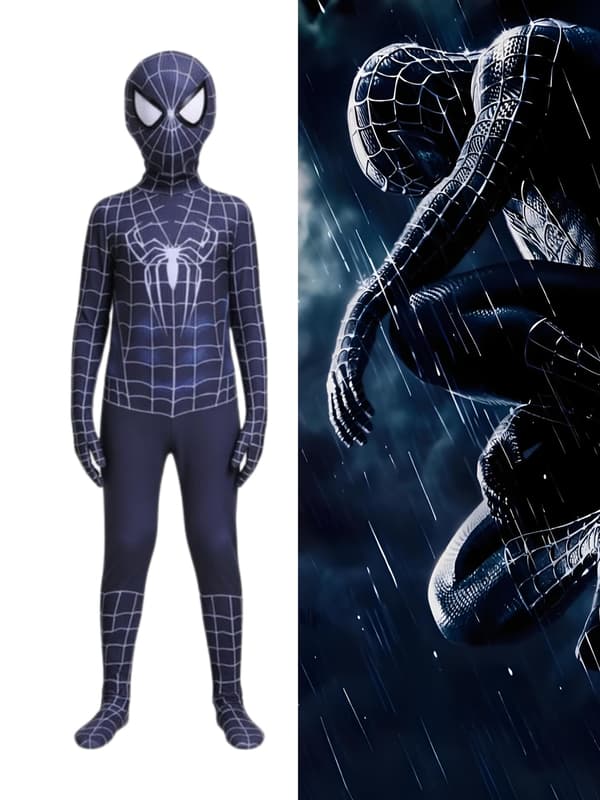 Spider Man Cosplay Kostume Voksen Børn Sort Edderkop 120
