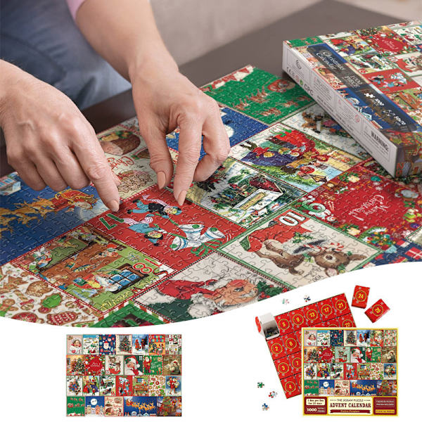 Jud- Adventskalender Christmas Countdown 24 Box Pussel Julklappar Festlig kalender