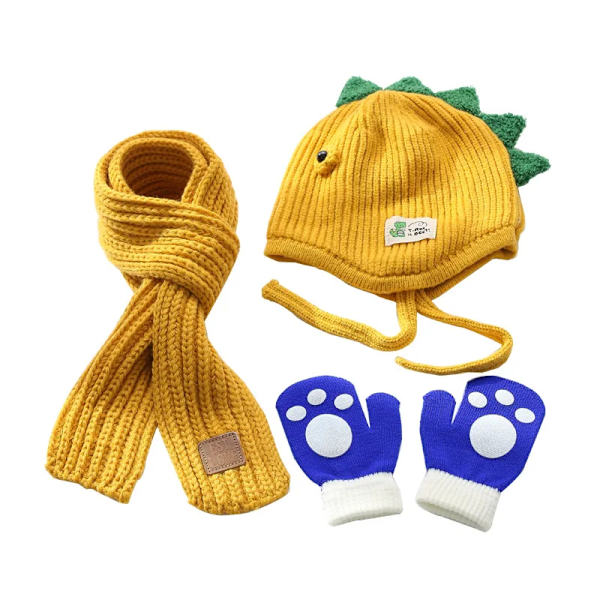 Mub- 2021 Custom High Quality 3 Pcs Sets Fur Scarves Kids Winter Hats And Gloves And Scarfs 1