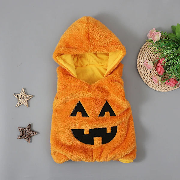 Mub- Limanying toimittaa syksyn ja talven Halloweenin hihattoman kurpitsatyylin hupparin paksuuntunut vauvan asu halloween-asu lapsille oranssi Orange 110